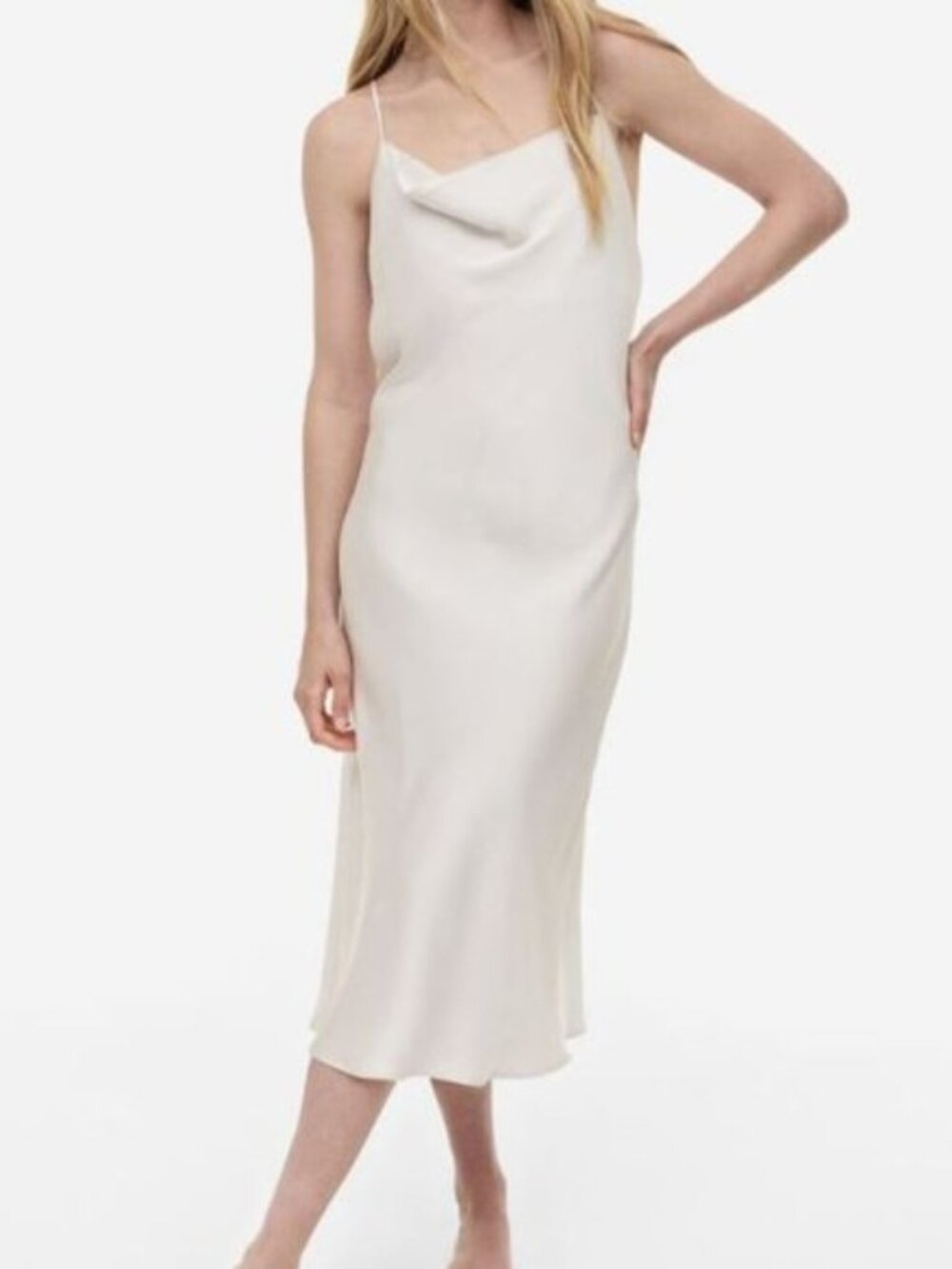 NWT Satin Cream Ecru Slip midi Dress Size XXL